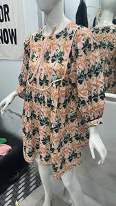 เดรสลำลองทรงหลวมของผู้หญิงชุดยาวผ้าลินินคอตตอนซักได้ลายดอกไม้สีตามสั่งสั่ง100% - Product Image 3