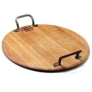 Amazing Iron Metal and Wooden Serving <b>Tray</b> With Handle Round Shape for Home & Hotel Tabletop Food & <b>Drinks</b> Serving <b>Trays</b> - Product Image 2