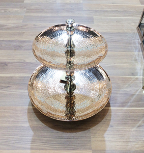 Vantage Fancy Modern Brass Shiny Polish Enamel 2 Tier <b>Cake</b> <b>Stand</b> Server with Decorative Stem <b>Cake</b> <b>Stand</b> Cheap Wholesale Price - Product Image 6