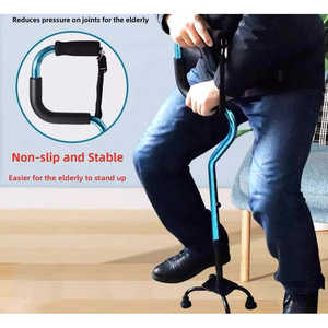 Bastón de apoyo para caminar de base ancha, ajustable, con cuatro patas, antideslizante, para asistencia en la movilidad y estabilidad. - Product Image 5