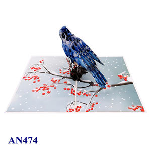 Tarjeta Pop-Up de Invierno con Diseño de Azulejos Azules, Personalizada, Hecha a Mano, Papel de Arte, Impresión Offset Navideña, Estilo Romántico, Superventas - Product Image 3