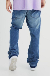 กางเกงยีนส์ขาตรงเอวสูงสำหรับผู้ชายกางเกงขาบานซักได้สีเหลืองออกแบบได้ตามต้องการ - Product Image 4