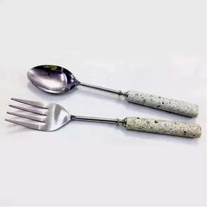 Salad <b>Serving</b> Set with <b>Gold</b> Bamboo Design Handle Salad <b>Serving</b> <b>Spoon</b> and Fork Salad Tongs for <b>Serving</b> <b>Spoons</b> and Forks Set - Product Image 4
