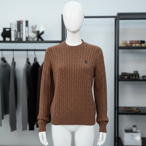 Pull en laine tricoté décontracté unisexe Erni Sports, col épais, motif à pois sur le devant, anti-allergie, manches longues, 340g, maille ouverte - Product Image 1