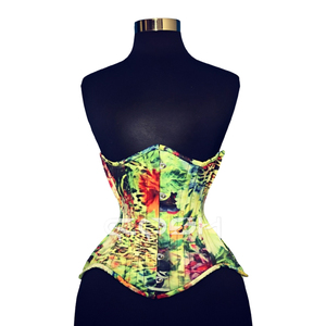 Corset amincissant à imprimé floral, avec baleines en acier et garniture en satin violet, pour un look tendance - Product Image 5