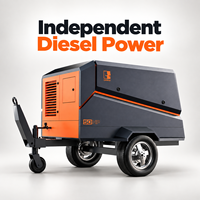 Compresseur d'air industriel portable 220 CV 17 bars, compresseur à vis diesel remorquable pour le forage de puits d'eau