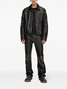 Veste en cuir de luxe pour homme, design classique sur mesure, poignets côtelés, surface texturée élégante, respirante, coupe-vent, hiver - Product Image 2