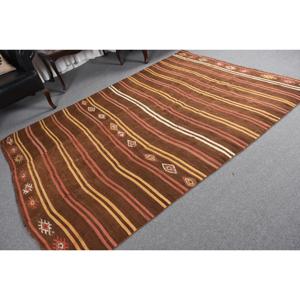 Tapis vintage 5,5x8,3 pieds, grand tapis turc, tapis persan brun-rouge - Product Image 5