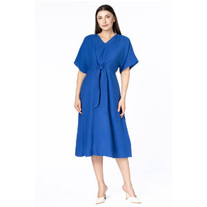 El último traje de moda personalizado hecho a medida ropa de mujer OEM ODM vestido de mujer fluido con correa en la cintura en la fabricación al por mayor - Product Image 4