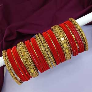 High Quality <b>Indian</b> Oxidized Gold <b>Bangle</b> Bracelet Set for Women Antique Plain Velvet <b>Bangles</b> set Fashion Statement Jewelry - Product Image 1