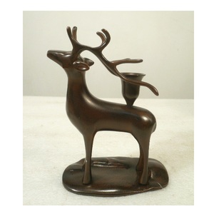 <b>Black</b> <b>Polished</b> Aluminium Reindeer Pillar Candle Holder For Table Top Decor Home Christmas Festival Lighting Decorative - Product Image 5