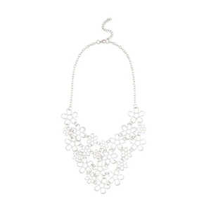 Collar llamativo de diseño Floral de moda Urthn 1109204C cadenas de titanio chapadas en plata chapado en oro alas con incrustaciones de perlas de diamantes - Product Image 1