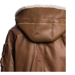 Chaqueta de Invierno Original de Piel de Oveja para Hombre, Cuello Alto, Logotipo Frontal, Impermeable, con Capucha, OEM, Alta Calidad, Personalizable y Elegante - Product Image 5
