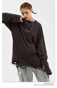 Participar en ropa de hombre personalizada de calidad _ Nueva camiseta de corte inferior de otoño e invierno High Street Camiseta larga de algodón suelta para hombres - Product Image 6