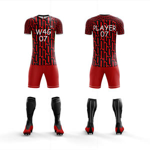 Ensemble de maillot et short de football personnalisé pour homme, imprimé par transfert thermique, 100% polyester, écologique, séchage rapide, extensible, uniforme de football - Product Image 1