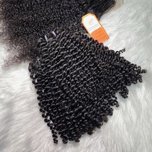 High Quality Grade 12A Raw Virgin Vietnamese Hair Extensions Natural Color <b>Water</b> Curly Weft Double Drawn Bundles Factory Price - Product Image 1
