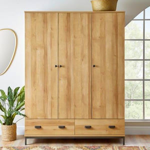 Armario de teca hecho a mano de madera maciza con 3 puertas NATURAL SUPERSANDED Home Decor - Product Image 2