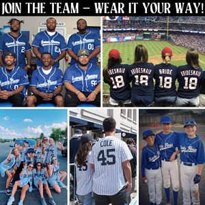 Maillot d'uniforme de baseball softball personnalisé numéro de nom personnalisé et maillot à boutons avec logo à fines rayures pour hommes femmes jeunes tout-petits - Product Image 4