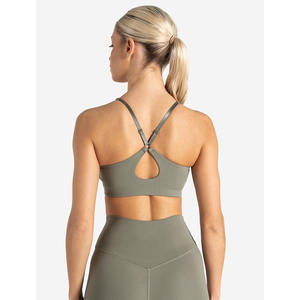 Soutien-gorge de sport réglable dernier cri sauge sombre trou de serrure détail du dos lisse fort impact et ultra extensible soutien-gorge de sport fitness pour femmes adultes - Product Image 4