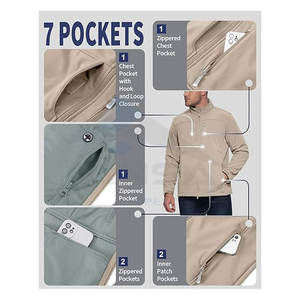 Veste Softshell rétro personnalisée avec logo brodé à fermeture éclair pour hommes coupe-vent d'extérieur élégant avec tissu Softshell durable - Product Image 3