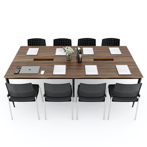 Table de réunion au design contemporain 240x120cm ovale, plateau en contreplaqué mélaminé, pieds en acier Cone II, HBCN024, mobilier de bureau - Product Image 3