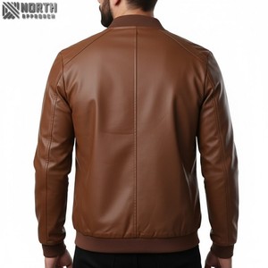 Chaqueta de cuero nueva moda Unisex a prueba de viento de alta calidad Racer Bomber chaqueta personalizada llano teñido invierno - Product Image 2
