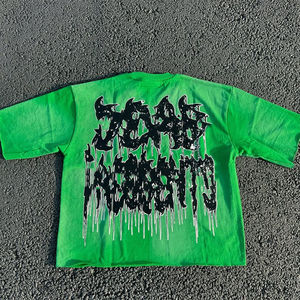 Custom Graphic Vintage Men Drop Shoulder Acid Wash T-Shirt Oversized Terry <b>Fabric</b> Distressed Printed T-Shirts Breathable T Shirt - Product Image 4