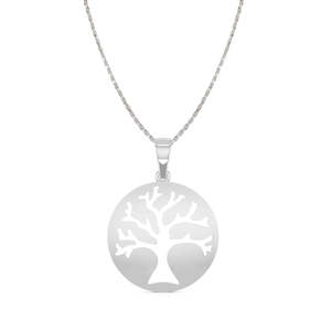 Collier chaîne tendance CLARA en argent sterling 925 avec pendentif arbre, plaqué rhodium, zircon, diamant, perle, pierres principales en or 18 carats et platine - Product Image 1