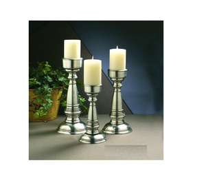 Made in India High Quality <b>Bulk</b> Quantity Wholesaler Handmade Brass Antique Silver Pillar <b>Candle</b> Holder - Product Image 1