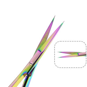 Ciseaux à ressort pour ongles couleur arc-en-ciel 5 "en acier inoxydable dissolvant de cuticules pour ongles lames tranchantes vente chaude ciseaux à ongles manucure - Product Image 2