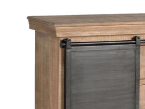 Meubles en bois de manguier massif de style industriel vintage, buffet tendance de style européen avec porte coulissante en métal - Product Image 3