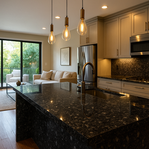 Encimera de Granito Negro Aswan Pulido y Duradero, Diseño Moderno, Ecológico, Opción de Corte a Medida para Aplicaciones en Villas, Cliostones - Product Image 1