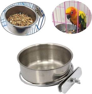 Tasses d'alimentation pour perroquets en acier inoxydable, bols de nourriture pour oiseaux, support de pince pour calopsitte, conure, perruche - Product Image 4
