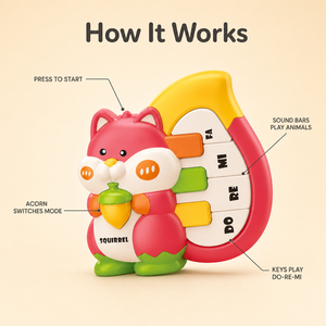 Juguete de Piano de Cartón con Forma de Animal, Teclado Musical, Juguete Sonoro, Instrumento de Juego para Bebés, DO RE <span class=keywords><strong>MI</strong></span> FA, 3+ Años - Product Image 3