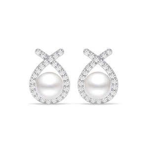 Pendientes de Perlas de Agua Dulce Asal Plateados, Forma de Gota de Agua con Engaste de Bisel para Bodas - Product Image 1