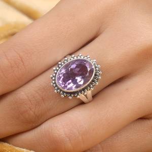 Top 925 argent Sterling plaqué naturel coupe améthyste Marquise lunette réglage 8x10mm bague à la main bijoux à la mode pour les femmes - Product Image 5