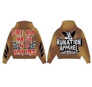 Cotton Acid Wash Hoodies <b>Cropped</b> Custom logo Sweatshirt Sun Faded Distresses Pullover Unisex Embroidery <b>Zip</b> <b>up</b> <b>Hoodie</b> for Men - Product Image 4