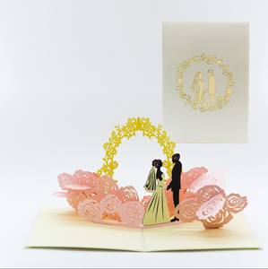 Collection de cartes 3D de mariage Pop-Up Nouveau design Carte de voeux en papier imprimé UV pour le thème du mariage de couple - Product Image 1