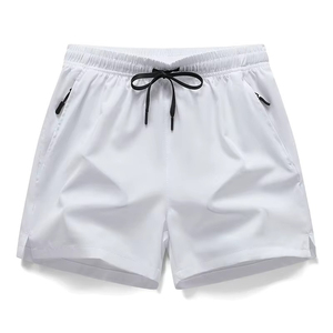 Short de gym décontracté, respirant, avec poche zippée, taille élastique, couleur unie, teint uni, grande taille, prix bon marché pour hommes - Product Image 1