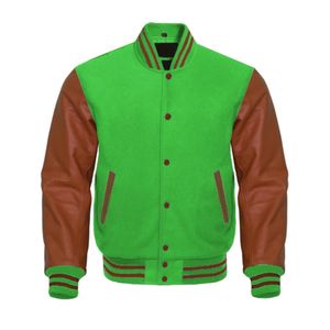 Chaquetas Letterman de Diseño Nuevo OEM, Buena Calidad, al por Mayor, Chaqueta de Invierno para Hombre con Cuerpo de Lana y Mangas de Cuero, Chaqueta Bomber Varsity Letterman - Product Image 1