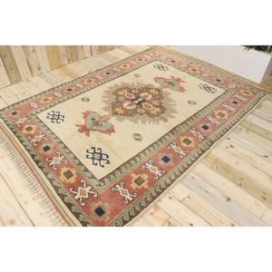 Grand tapis vintage 6,4x8,9 pi (195x272 cm), tapis turc brun à pois - Product Image 1
