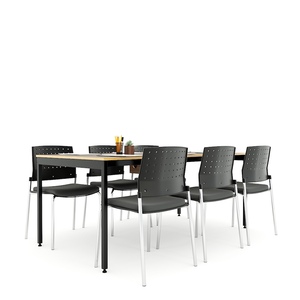 Ministerial Office Furniture 180x90cm Meeting <b>Table</b> with <b>Adjustable</b> Oval Pattern Made Melamine-Coated Plywood Slean HBSL022 <b>Legs</b> - Product Image 4