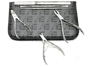 Podologie 7 pièces d'instruments de chiropodie en acier inoxydable, lame incurvée, outils professionnels de soin des ongles, pinces à ongles durables - Product Image 2