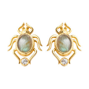 Pendientes de Plata de Ley 925 Chapados en Oro Hechos a Mano con Piedra Preciosa de Labradorita Araña, Joyería Antigua, Mayorista de Confianza, Regalo - Product Image 1