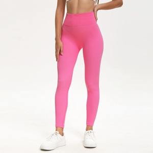 Mallas de Yoga de algodón 100% personalizadas al por mayor, mallas de gimnasio de talle alto y cintura media, informales y transpirables con bolsillos para mujer - Product Image 3