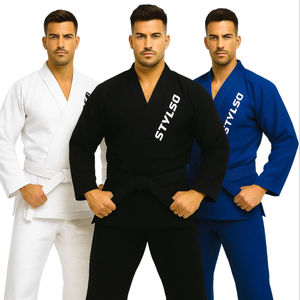 Kimono de Jiu Jitsu Brasileño BJJ Gi Blanco 400gsm Tejido Perla Preencogido de Algodón con Logotipo Bordado Personalizado para Entrenamiento de Artes Marciales - Product Image 1