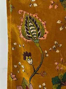 Cortina de Terciopelo de Algodón Estilo Vintage, Estampado Floral Dorado Mostaza, Terciopelo de Algodón de Lujo - Product Image 2