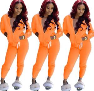 Vente chaude solide à capuche 2 pièces ensembles tenues survêtement femmes vêtements deux pièces pantalon ensemble pull meilleure combinaison - Product Image 2