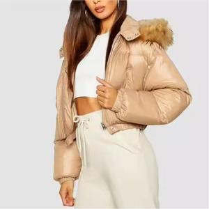 OEM Wholesale Winter Puffer <b>Jackets</b> For <b>Women</b> <b>Lightweight</b> Stand Collar Breathable Outerwear Raw Processing Full Zip Custom Color - Product Image 5