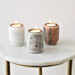 Handcrafted <b>marble</b> tealight <b>candle</b> holder for home decor festive table centerpiece gift modern design living room style - Product Image 1
